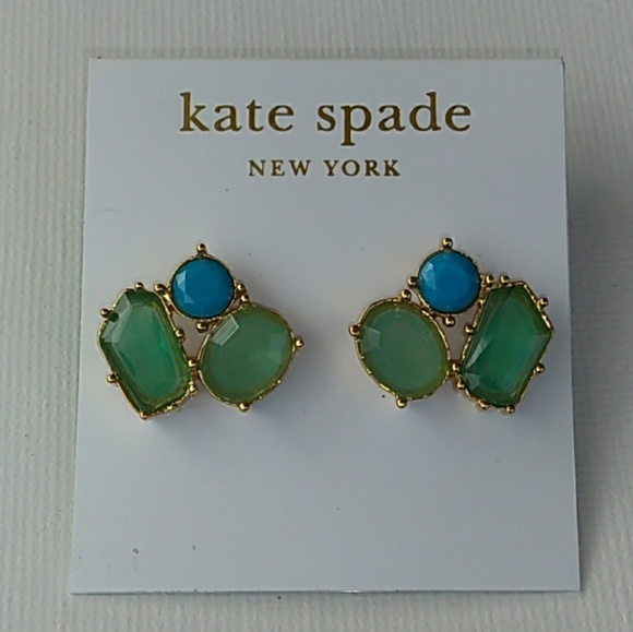 🆕 NWT Kate Spade 14K GF Turquoise Green Stone - Picture 2 of 8